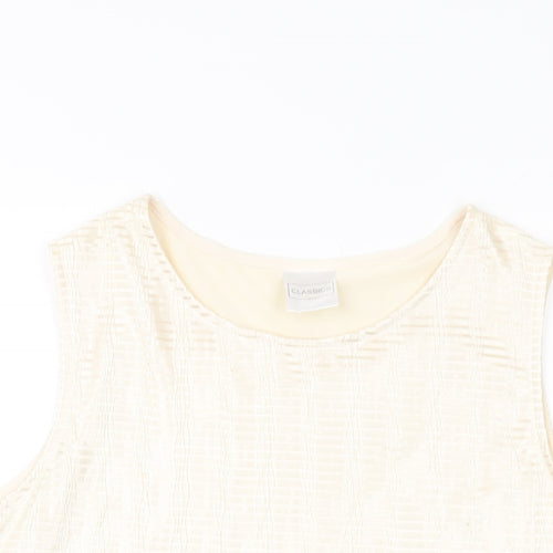 Classic Womens Beige Polyester Basic Tank Size 16 Round Neck