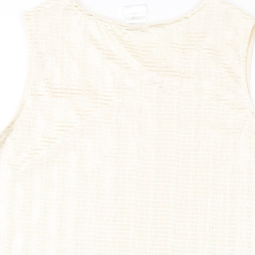 Classic Womens Beige Polyester Basic Tank Size 16 Round Neck