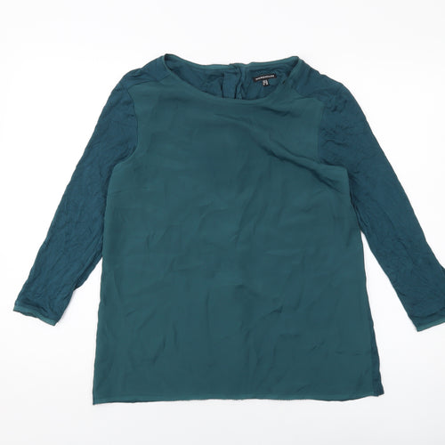 Warehouse Womens Green Polyester Basic Blouse Size 12 Round Neck