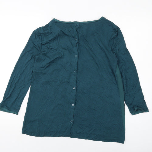 Warehouse Womens Green Polyester Basic Blouse Size 12 Round Neck