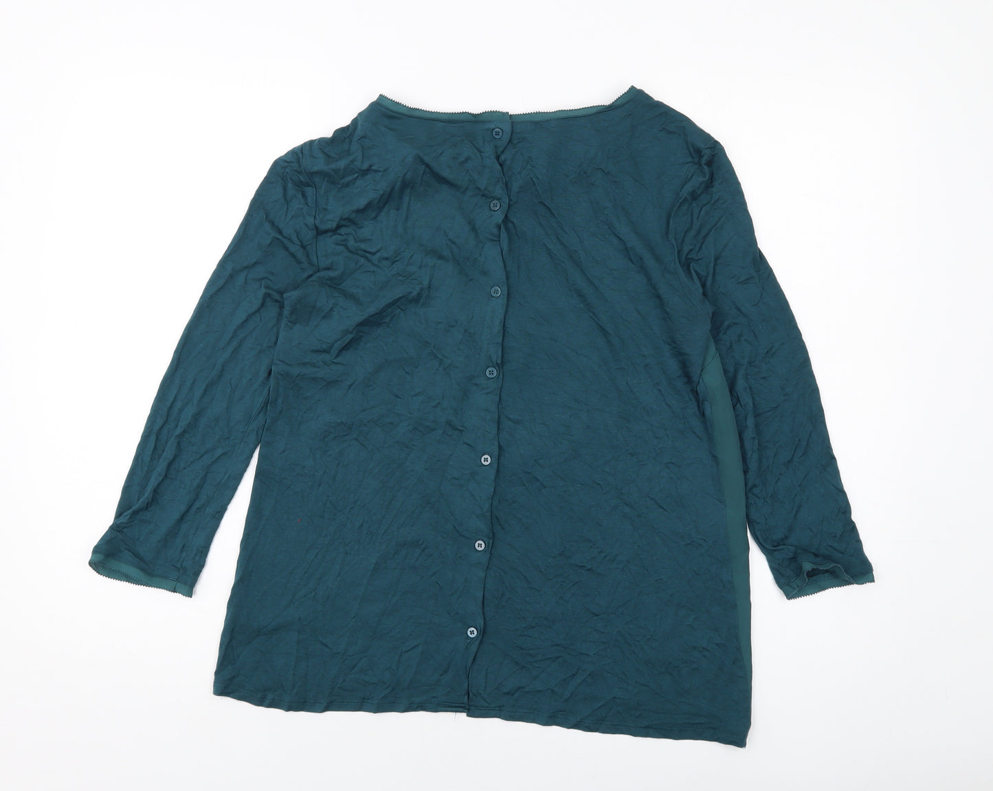 Warehouse Womens Green Polyester Basic Blouse Size 12 Round Neck