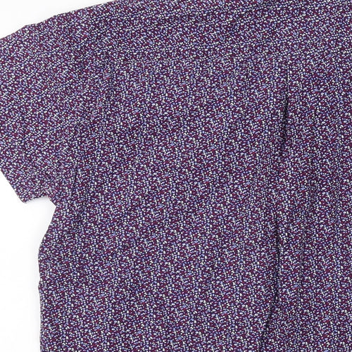 Fluid Mens Purple Floral Cotton Button-Up Size M Collared Button