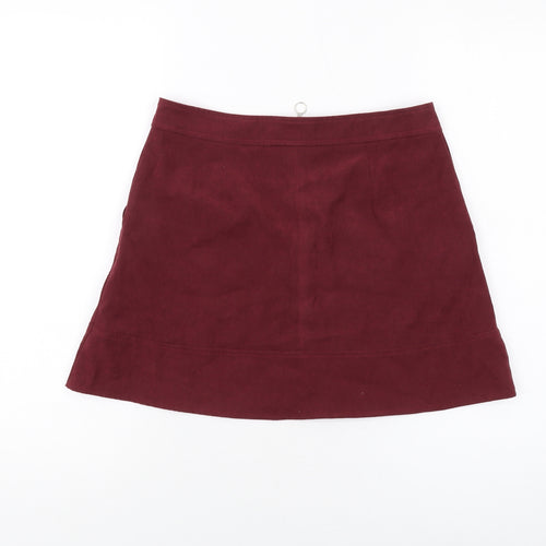 Select Womens Red Polyester Mini Skirt Size 6 Zip
