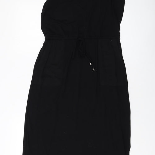 Warehouse Womens Black Viscose A-Line Size 10 Round Neck Pullover