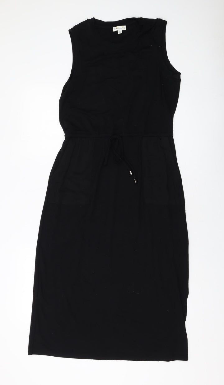 Warehouse Womens Black Viscose A-Line Size 10 Round Neck Pullover