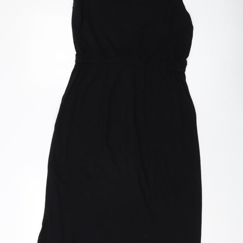 Warehouse Womens Black Viscose A-Line Size 10 Round Neck Pullover