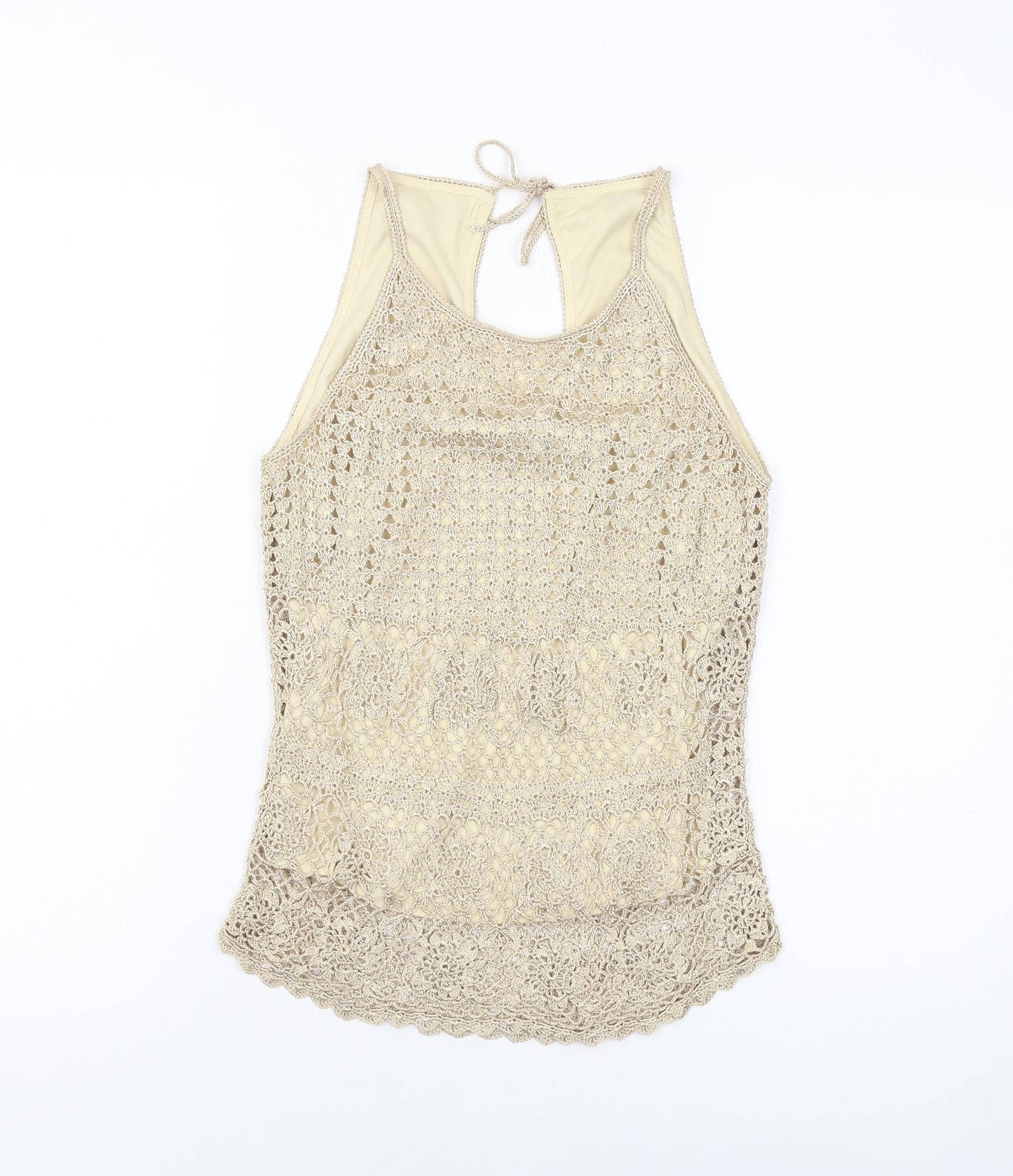 NEXT Womens Gold Viscose Basic Tank Size 8 Round Neck