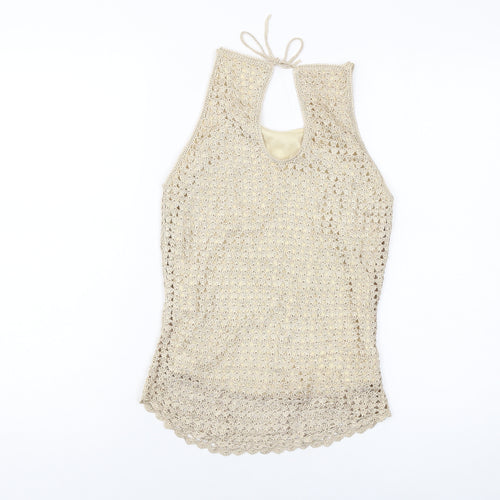 NEXT Womens Gold Viscose Basic Tank Size 8 Round Neck