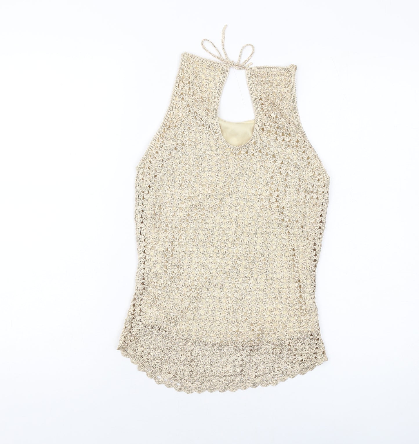 NEXT Womens Gold Viscose Basic Tank Size 8 Round Neck