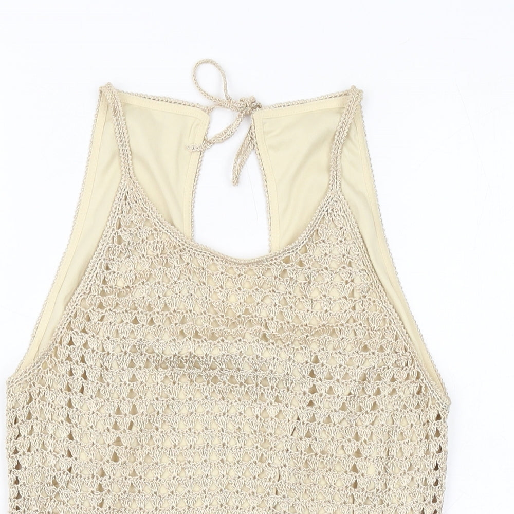 NEXT Womens Gold Viscose Basic Tank Size 8 Round Neck