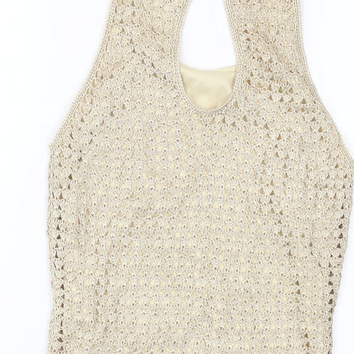 NEXT Womens Gold Viscose Basic Tank Size 8 Round Neck