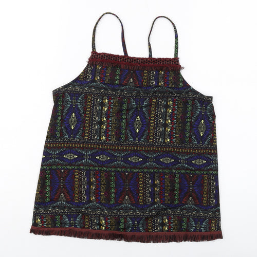 NEXT Womens Multicoloured Geometric Polyester Basic Tank Size 8 Square Neck