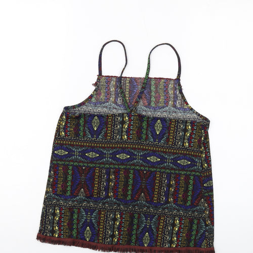 NEXT Womens Multicoloured Geometric Polyester Basic Tank Size 8 Square Neck