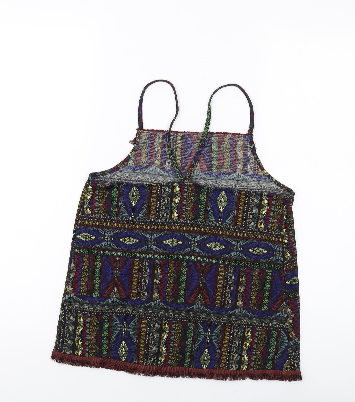 NEXT Womens Multicoloured Geometric Polyester Basic Tank Size 8 Square Neck