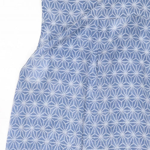 H&M Womens Blue Geometric Polyester Basic Blouse Size 8 Collared