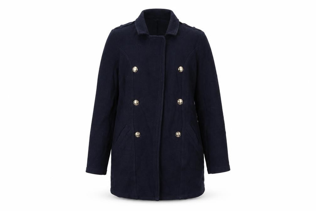 Front view of River Island women’s blue jacket, size UK 6