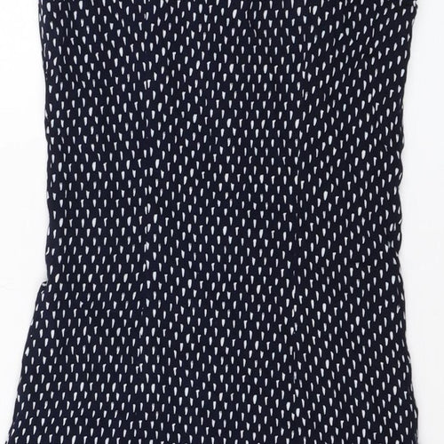 H&M Womens Blue Geometric Viscose Mini Size 8 Round Neck Button
