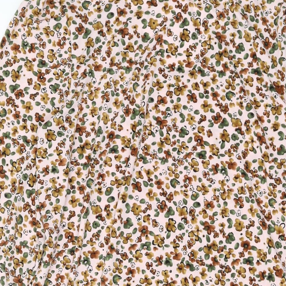 Kim&Co Womens Beige Floral Polyester Basic Blouse Size M Round Neck