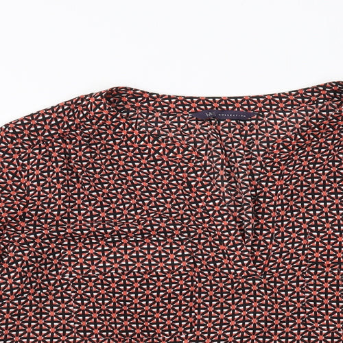 Marks and Spencer Womens Red Geometric Polyester Basic Blouse Size 12 V-Neck