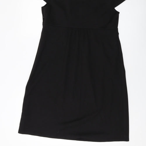 Marks and Spencer Womens Black Polyester A-Line Size 14 Round Neck Zip
