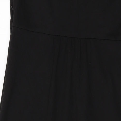 Marks and Spencer Womens Black Polyester A-Line Size 14 Round Neck Zip