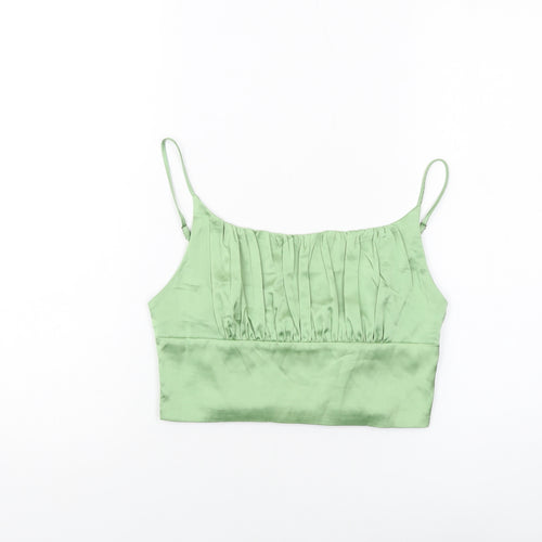 Vera & Lucy Womens Green Polyester Cropped Tank Size M Square Neck