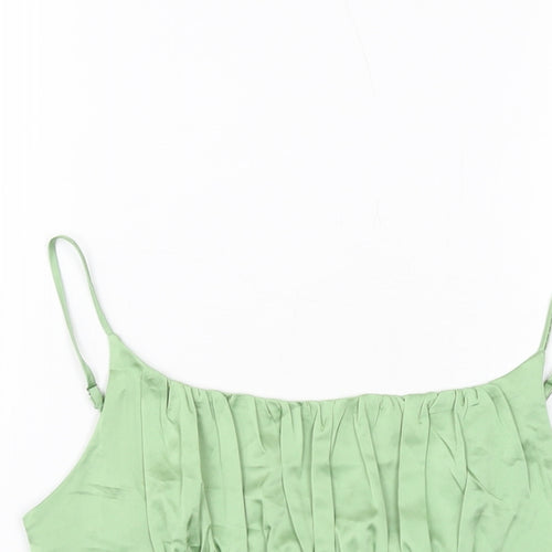 Vera & Lucy Womens Green Polyester Cropped Tank Size M Square Neck