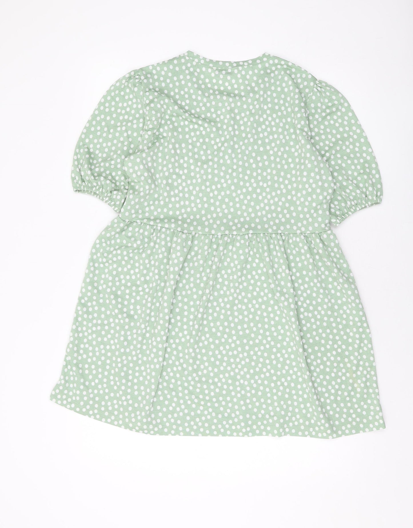 Stradivarius Womens Green Polka Dot Polyester A-Line Size L Round Neck Pullover