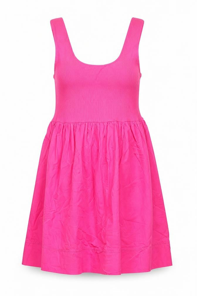 Front view of Zatra women’s pink cotton a-line, size M, round neck pullover