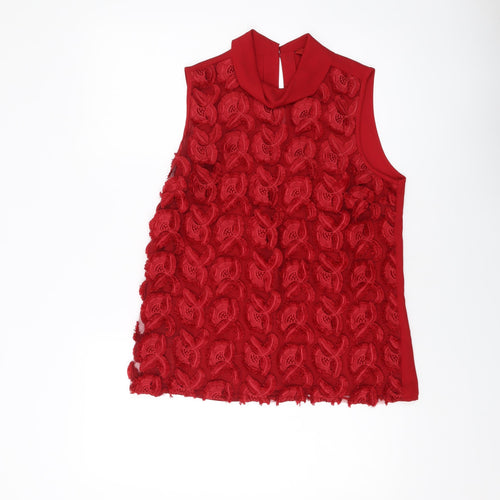 NEXT Womens Red Polyester Basic Tank Size 10 Roll Neck