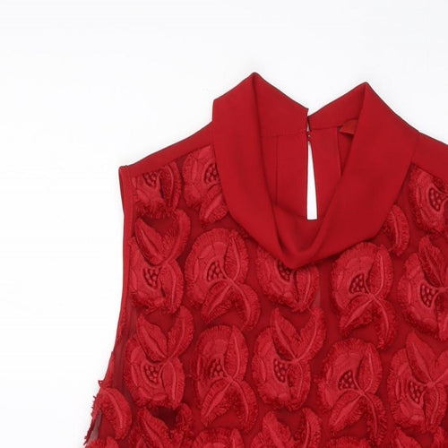 NEXT Womens Red Polyester Basic Tank Size 10 Roll Neck