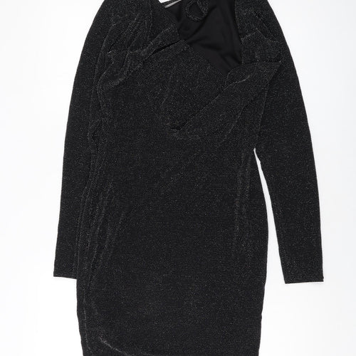 Prague Womens Black Polyester Bodycon Size 12 Round Neck Pullover