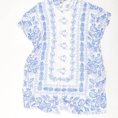 NEXT Womens Blue Geometric Cotton Shirt Dress Size 8 Collared Button