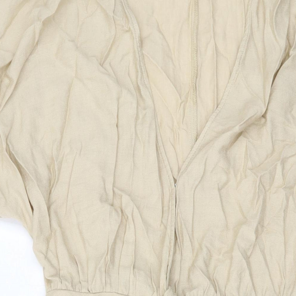 H&M Womens Beige Viscose Mini Size M V-Neck Hook & Eye
