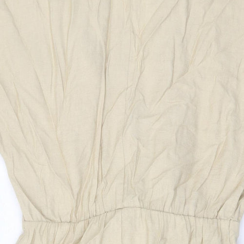 H&M Womens Beige Viscose Mini Size M V-Neck Hook & Eye
