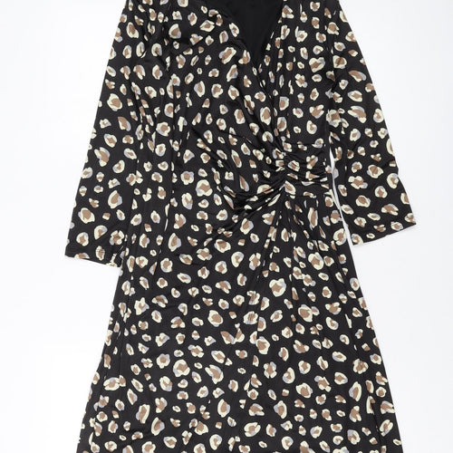 Marisa & Marie Womens Black Animal Print Polyester A-Line Size M V-Neck Pullover
