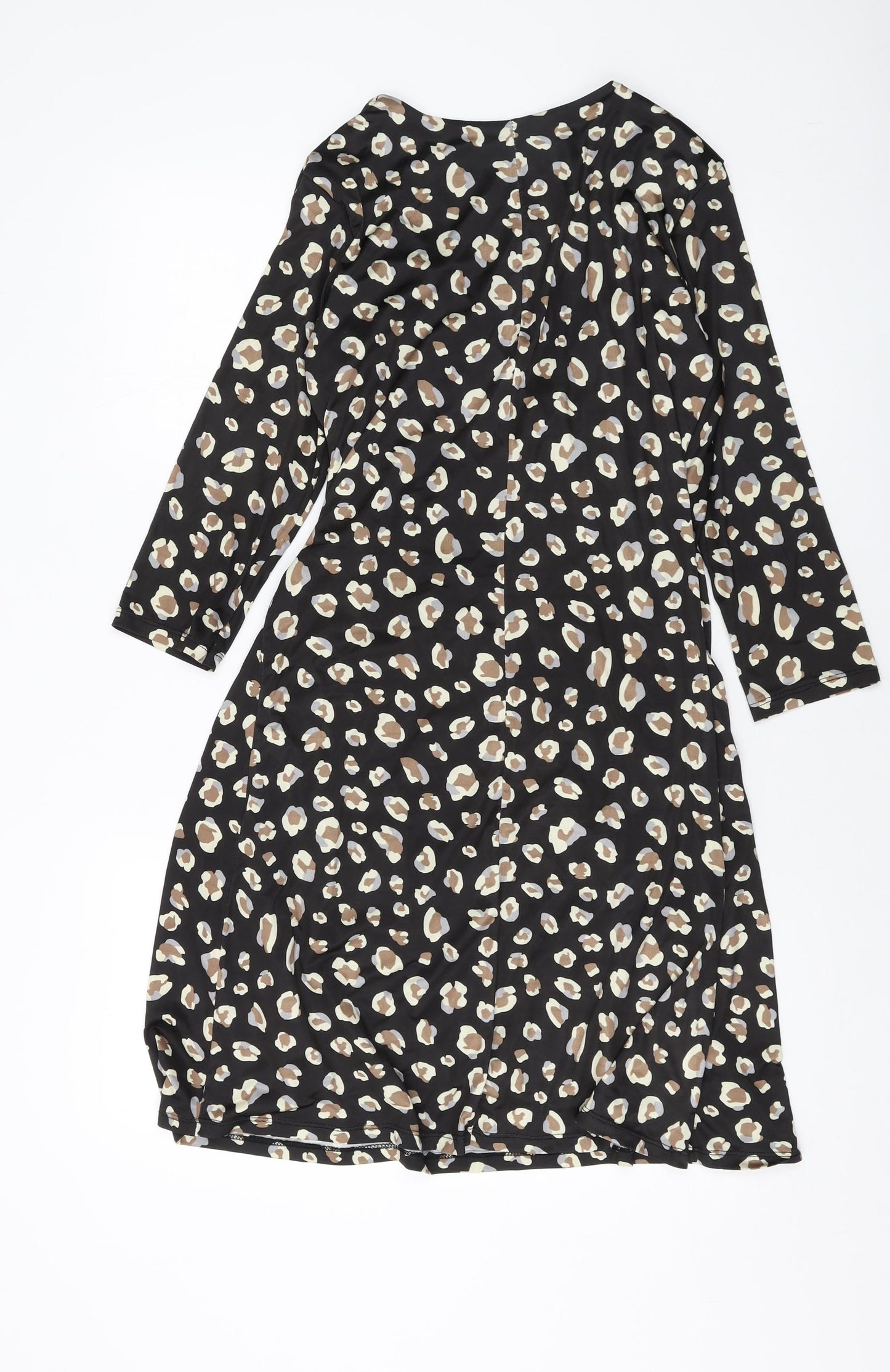 Marisa & Marie Womens Black Animal Print Polyester A-Line Size M V-Neck Pullover