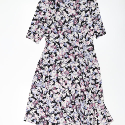 Marks and Spencer Womens Multicoloured Floral Viscose A-Line Size 8 Round Neck Pullover