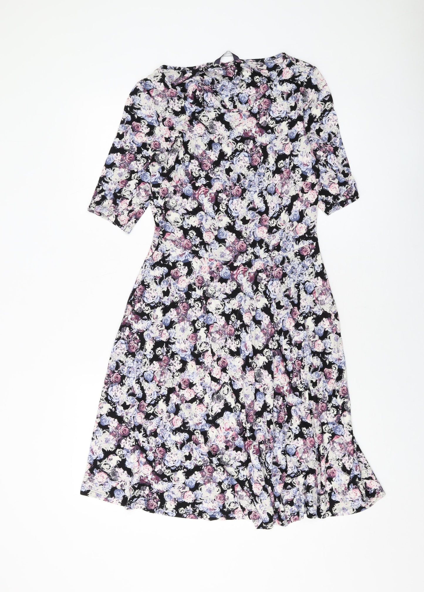 Marks and Spencer Womens Multicoloured Floral Viscose A-Line Size 8 Round Neck Pullover