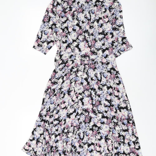 Marks and Spencer Womens Multicoloured Floral Viscose A-Line Size 8 Round Neck Pullover