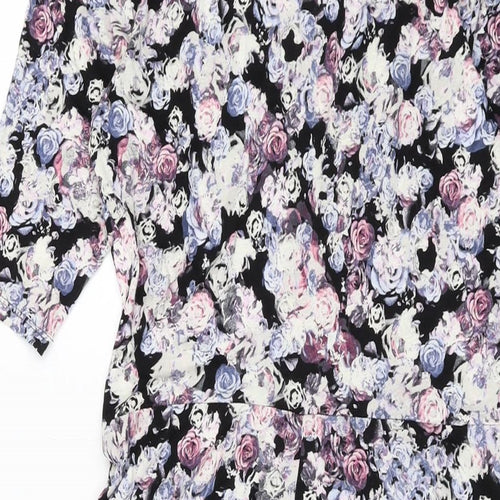 Marks and Spencer Womens Multicoloured Floral Viscose A-Line Size 8 Round Neck Pullover
