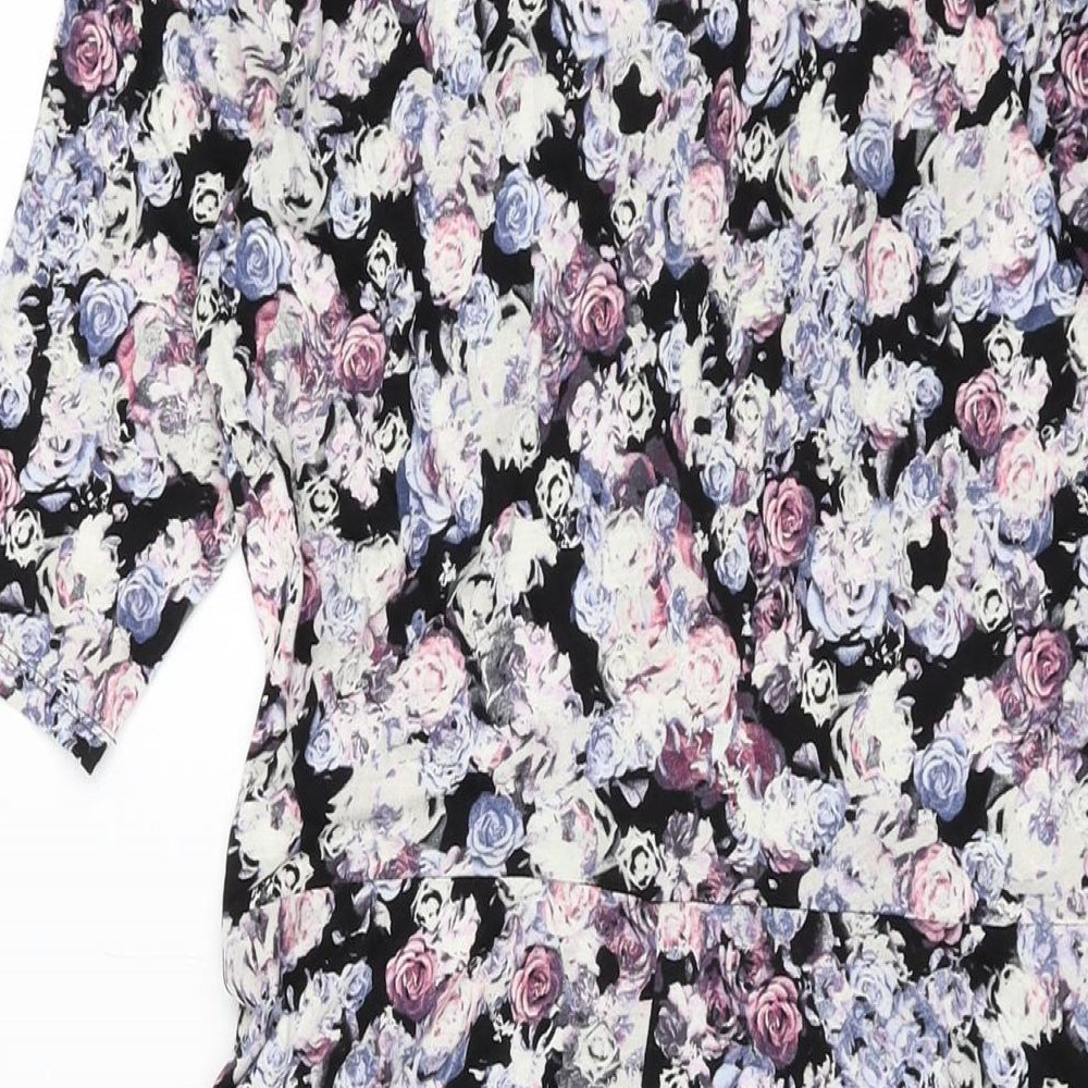Marks and Spencer Womens Multicoloured Floral Viscose A-Line Size 8 Round Neck Pullover