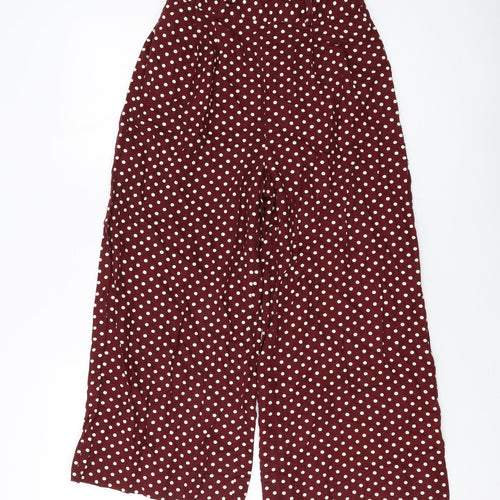 Miss Selfridge Womens Red Polka Dot Viscose Trousers Size 6 L22 in Regular