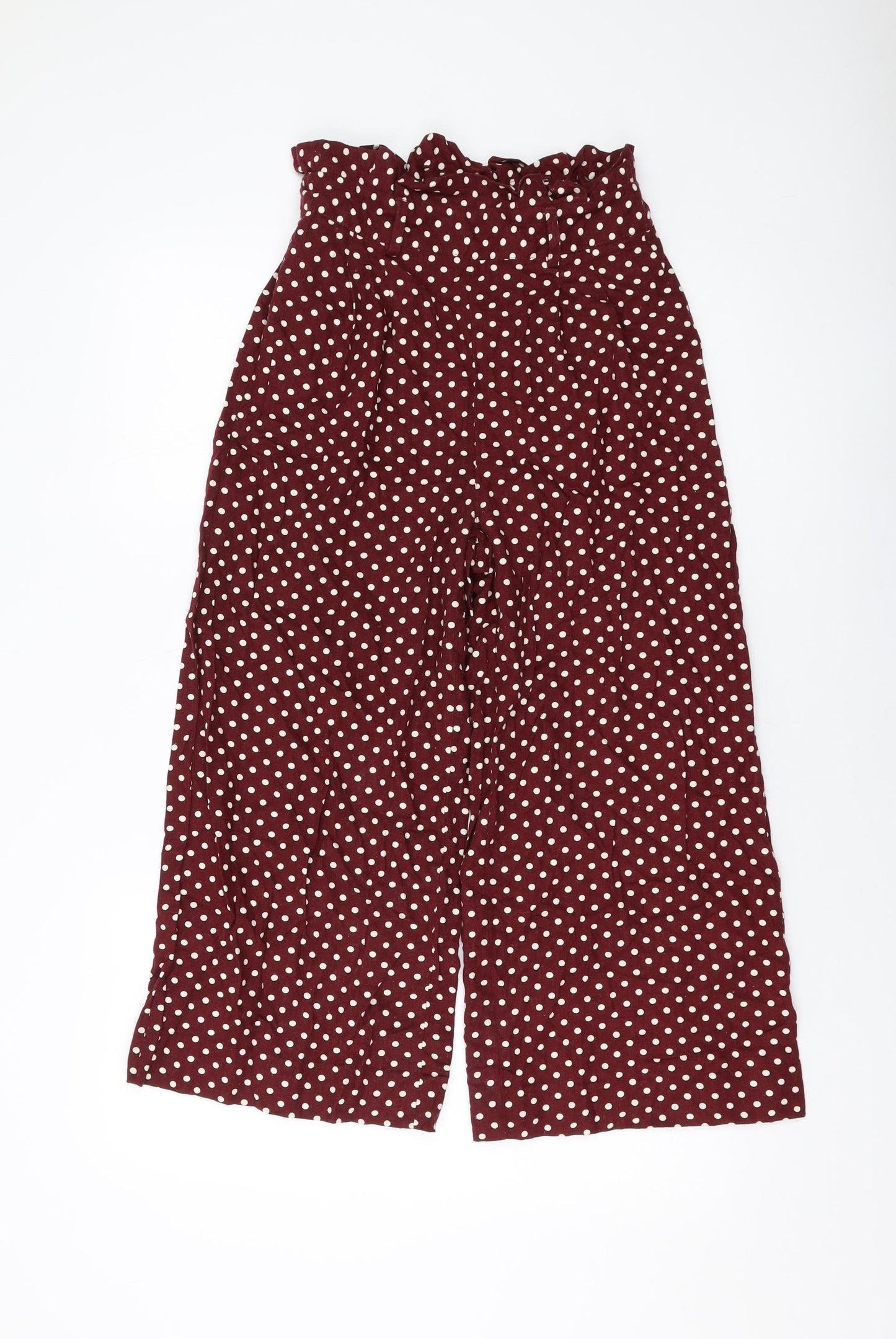 Miss Selfridge Womens Red Polka Dot Viscose Trousers Size 6 L22 in Regular