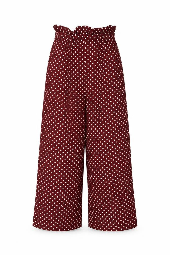 Miss Selfridge Womens Red Polka Dot Viscose Trousers Size 6 L22 in Regular