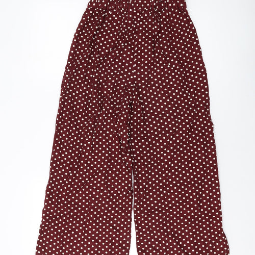 Miss Selfridge Womens Red Polka Dot Viscose Trousers Size 6 L22 in Regular