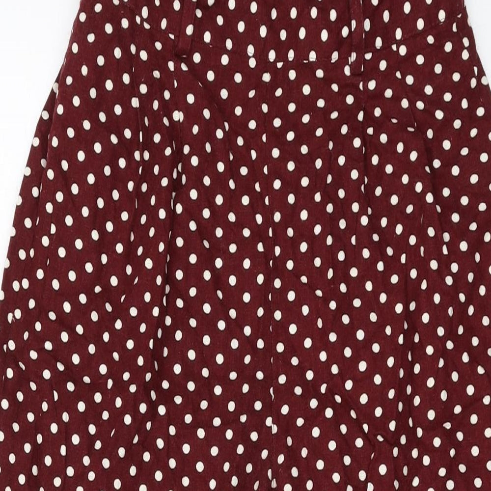 Miss Selfridge Womens Red Polka Dot Viscose Trousers Size 6 L22 in Regular