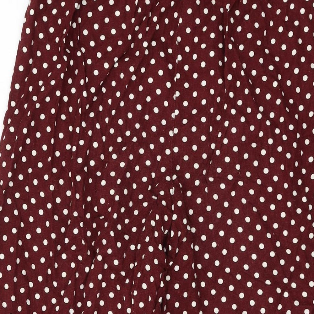 Miss Selfridge Womens Red Polka Dot Viscose Trousers Size 6 L22 in Regular