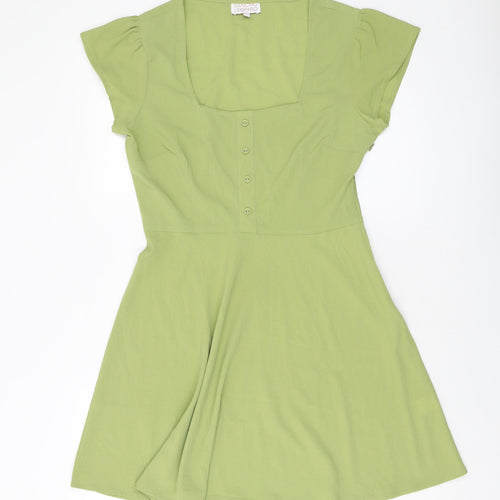 Dancing Leopard Womens Green Polyester A-Line Size 12 Square Neck Pullover