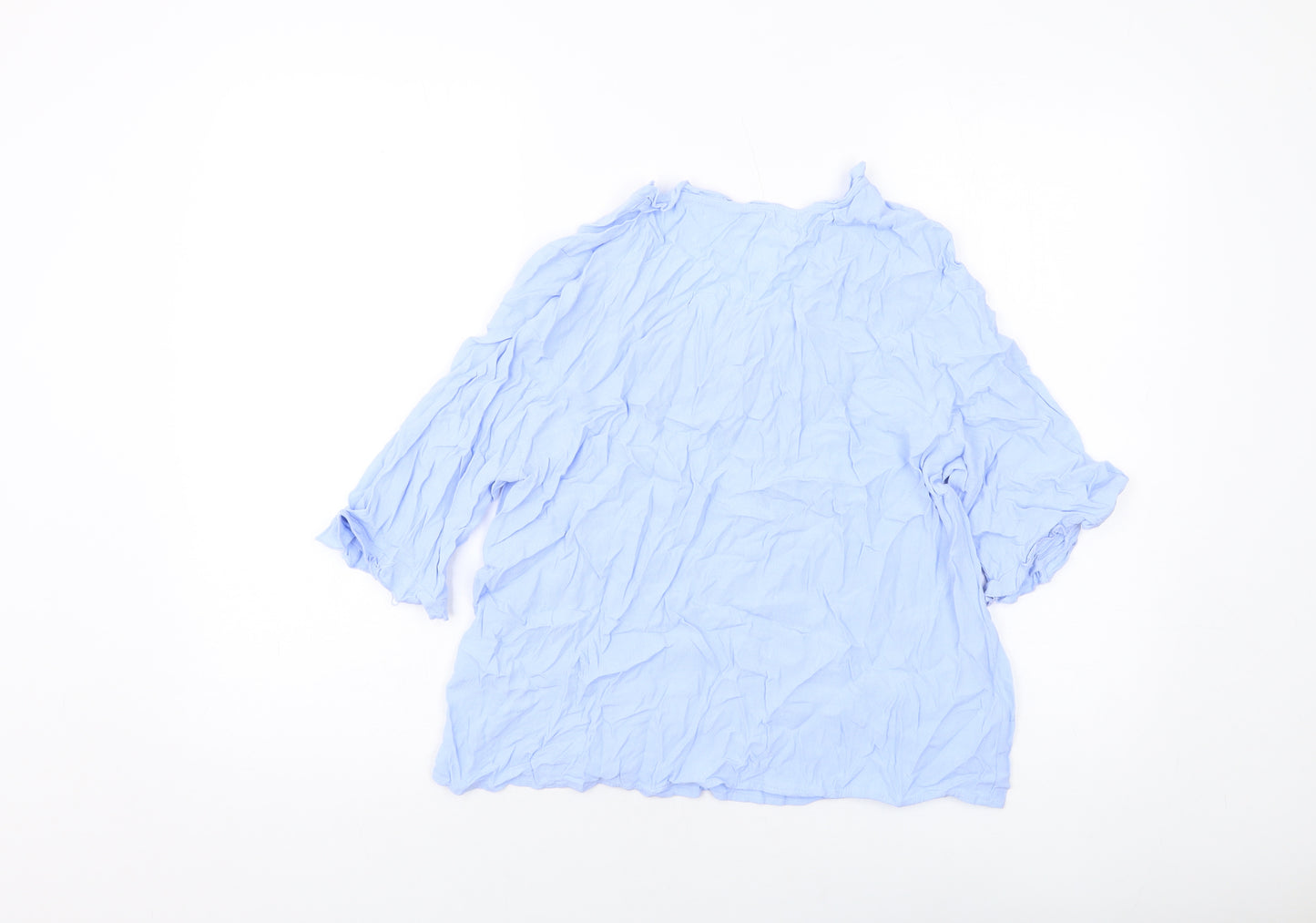 Marks and Spencer Womens Blue Viscose Basic Blouse Size 12 V-Neck